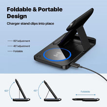 Load image into Gallery viewer, 3-in-1 Magnetic Foldable Wireless Charger Stand – Fast Charging