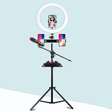 Load image into Gallery viewer, 4-In-1 26cm Selfie Ring Light with 3 Phone and Microphone Holder