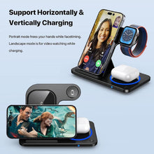 Load image into Gallery viewer, 3-in-1 Magnetic Foldable Wireless Charger Stand – Fast Charging