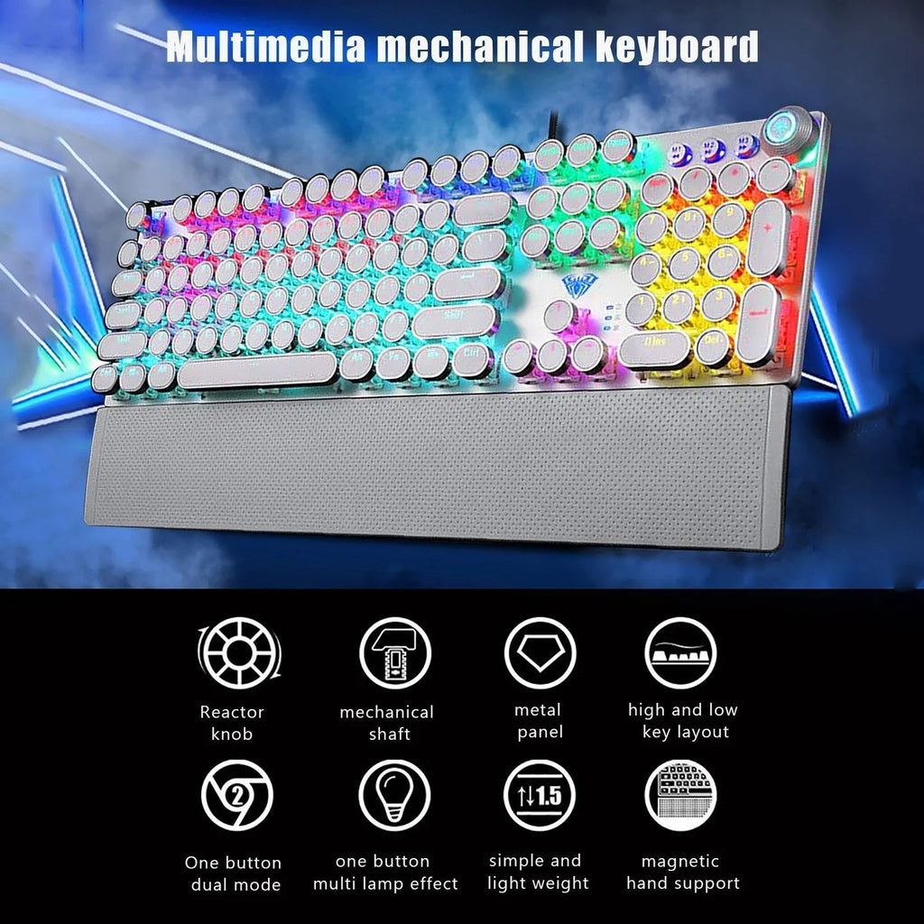 Wired, Gaming, Keyboard, Punk, Green, Axis, RGB, Backlit